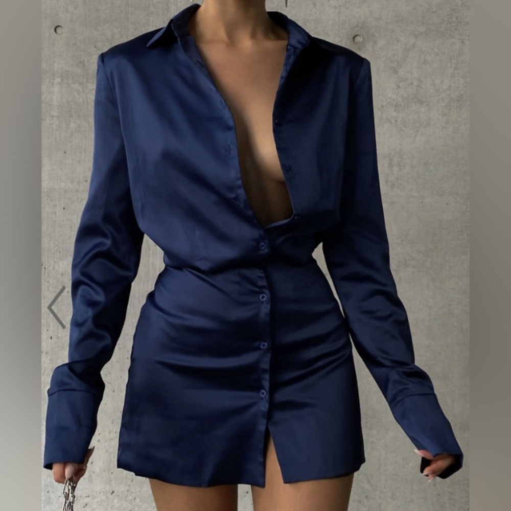 Showpo Blue Mini Shirt Dress